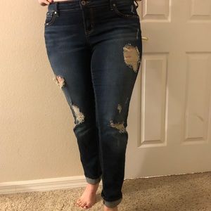 Torrid Dark Wash Distressed Boyfriend Jeans